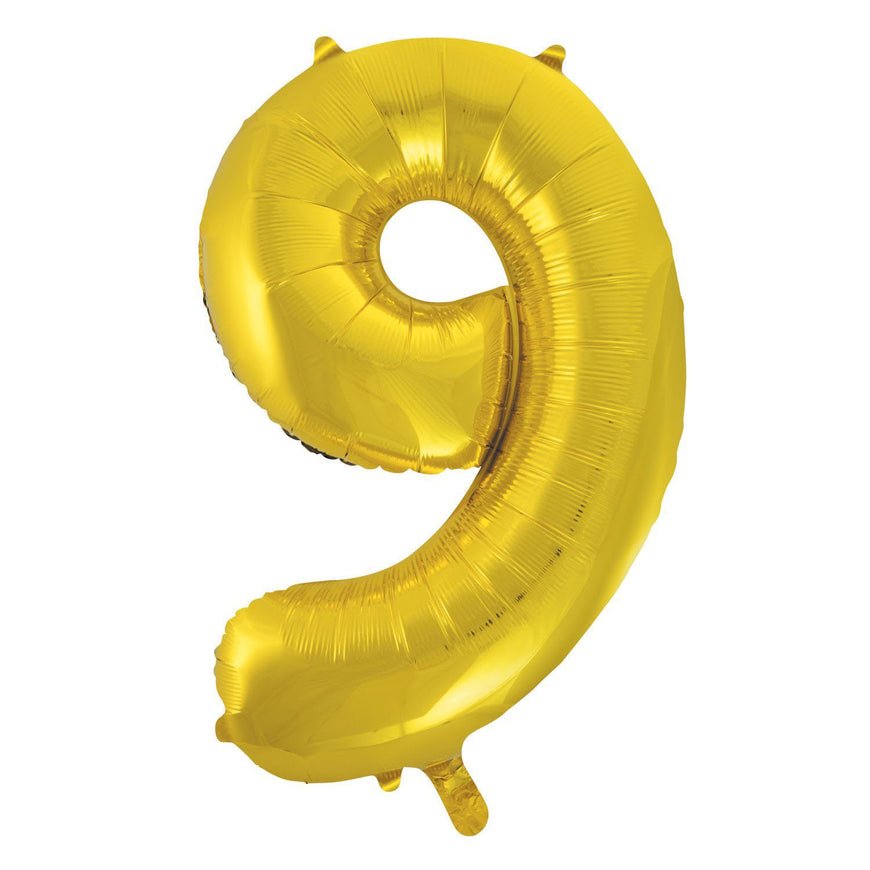 Number 9 Gold Foil Balloon 86cm - Party Savers