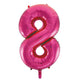 Number 8 Bright Pink Foil Balloon 86cm - Party Savers