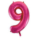 Number 9 Bright Pink Foil Balloon 86cm - Party Savers