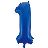 Number 1 Royal Blue Foil Balloon 86cm - Party Savers