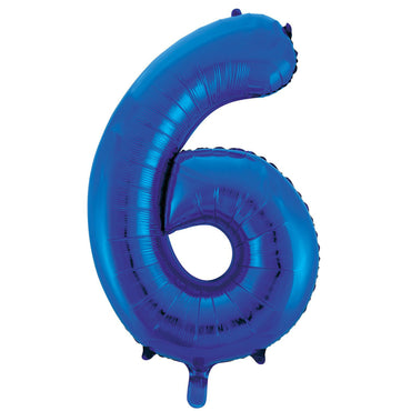 Number 6 Royal Blue Foil Balloon 86cm - Party Savers