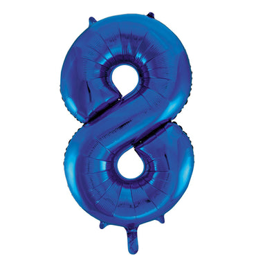 Number 8 Royal Blue Foil Balloon 86cm - Party Savers