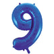 Number 9 Royal Blue Foil Balloon 86cm - Party Savers
