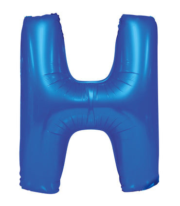 Letter H Royal Blue Foil Balloon 86cm - Party Savers