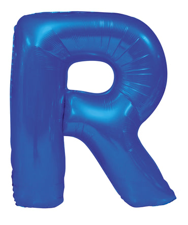 Letter R Royal Blue Foil Balloon 86cm - Party Savers