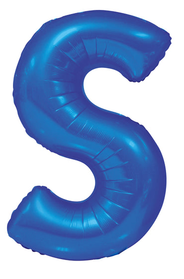 Letter S Royal Blue Foil Balloon 86cm - Party Savers