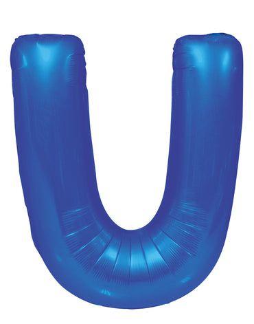 Letter U Royal Blue Foil Balloon 86cm - Party Savers