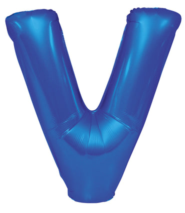 Letter V Royal Blue Foil Balloon 86cm - Party Savers