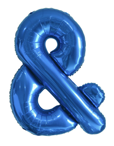 Letter Ampersand Royal Blue Foil Balloon 86cm - Party Savers