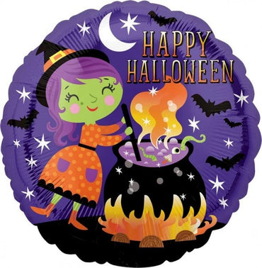 Happy Halloween Witch & Cauldron Foil Balloon 45cm - Party Savers