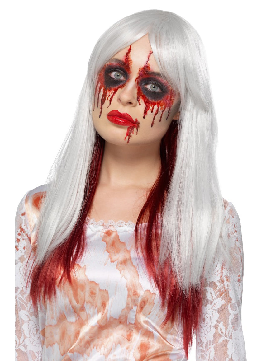 White Deluxe Blood Drip Ombre Wig - Party Savers