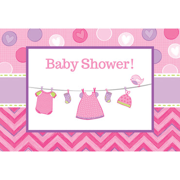 Shower with Love Girl Postcard Invitations 8Pk - Party Savers