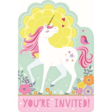 Magical Unicorn Postcard Invititaitons 8pk - Party Savers