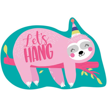 Sloth Postcard Invitations Let's Hang 8pk - Party Savers