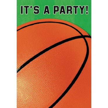 Basketball Fan Folded Invitations 8pk - Party Savers