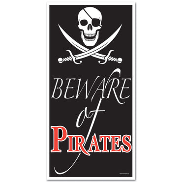 Beware Of Pirates Plastic Door Cover 152cm x 76cm - Party Savers