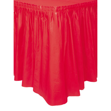 Red Plastic Tableskirt 73cm x 4.3m - Party Savers