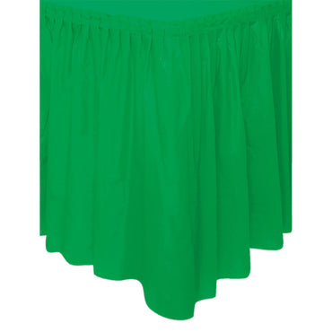 Green Plastic Tableskirt 73cm x 4.3m - Party Savers
