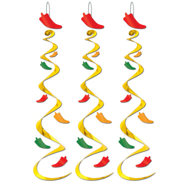 Chili Pepper Whirls 76cm 3pk - Party Savers