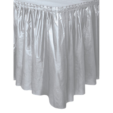 Silver Plastic Tableskirt 73cm x 4.3m - Party Savers
