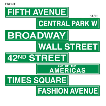 New York City Street Sign Cutouts 4in x 24in. 4pk - Party Savers