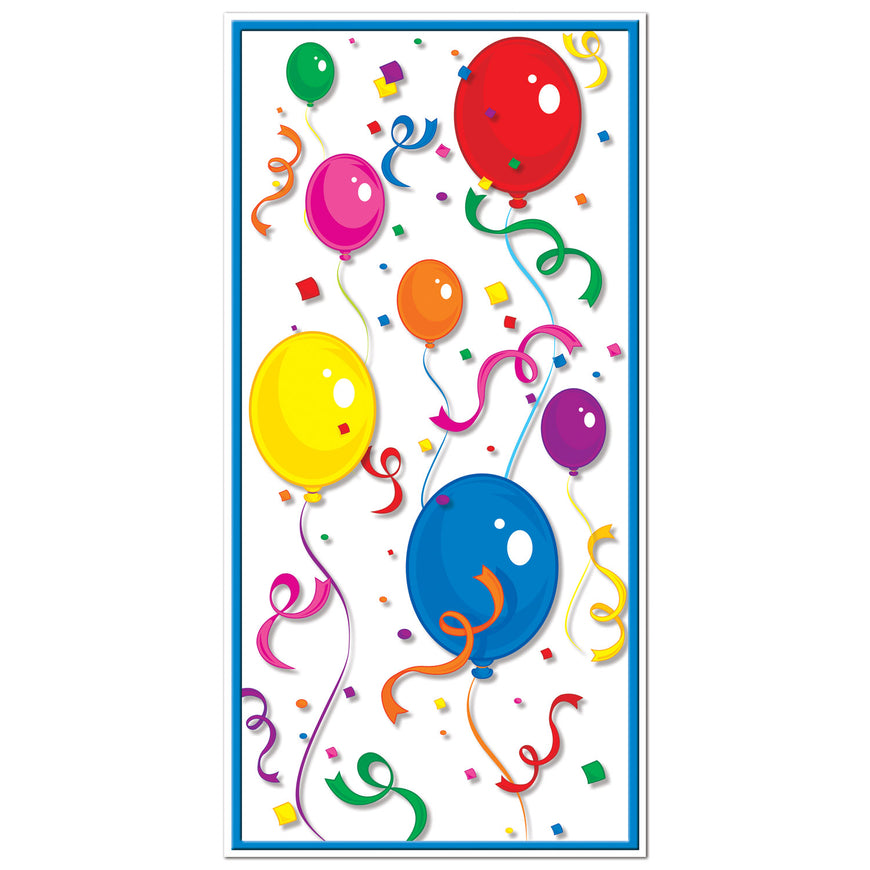 Balloons & Confetti Plastic Door Cover 76cm x 152cm - Party Savers