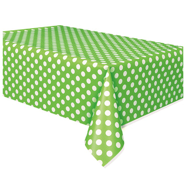 Lime Green Dotty Rectangle Tablecover 137cm x 274cm - Party Savers