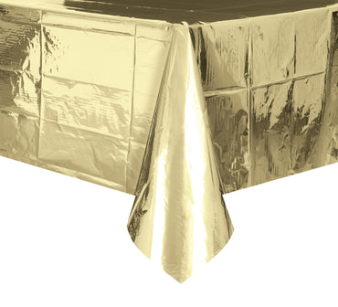 Metallic Gold Plastic Rectangle Tablecover 137cm x 274cm - Party Savers