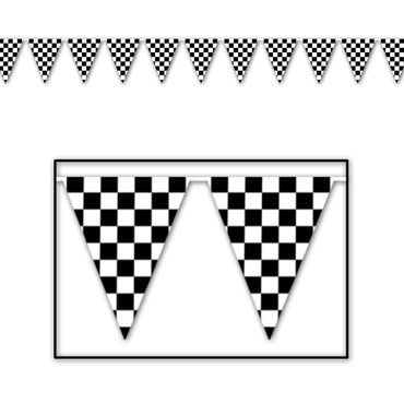 Checkered Pennant Banner 28cm x 3.6m - Party Savers