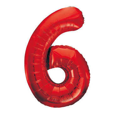 Number 6 Red Foil Balloon 86cm - Party Savers