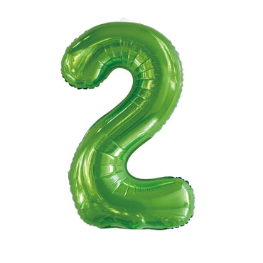 Number 2 Lime Green Foil Balloon 86cm - Party Savers