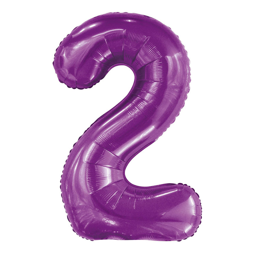 Number 2 Purple Foil Balloon 86cm - Party Savers