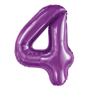Number 4 Purple Foil Balloon 86cm - Party Savers