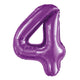 Number 4 Purple Foil Balloon 86cm - Party Savers