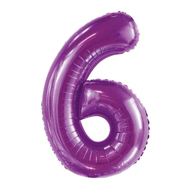 Number 6 Purple Foil Balloon 86cm - Party Savers