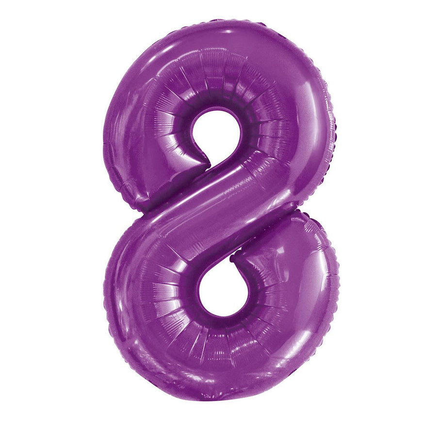 Number 8 Purple Foil Balloon 86cm - Party Savers