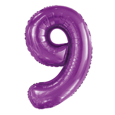 Number 9 Purple Foil Balloon 86cm - Party Savers