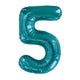 Number 5 Teal Foil Balloon 86cm - Party Savers