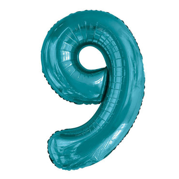 Number 9 Teal Foil Balloon 86cm - Party Savers