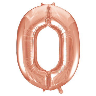 Number 0 Rose Gold Foil Balloon 86cm - Party Savers