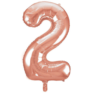 Number 2 Rose Gold Foil Balloon 86cm - Party Savers