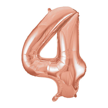 Number 4 Rose Gold Foil Balloon 86cm - Party Savers