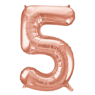 Number 5 Rose Gold Foil Balloon 86cm - Party Savers
