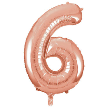 Number 6 Rose Gold Foil Balloon 86cm - Party Savers