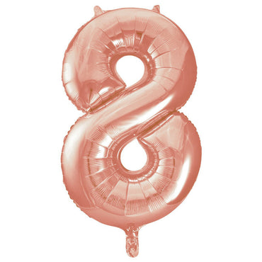 Number 8 Rose Gold Foil Balloon 86cm - Party Savers