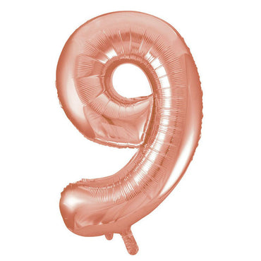 Number 9 Rose Gold Foil Balloon 86cm - Party Savers