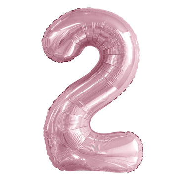 Number 2 Pastel Pink Foil Balloon 86cm - Party Savers