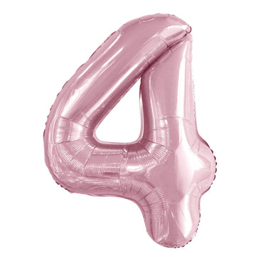 Number 4 Pastel Pink Foil Balloon 86cm - Party Savers