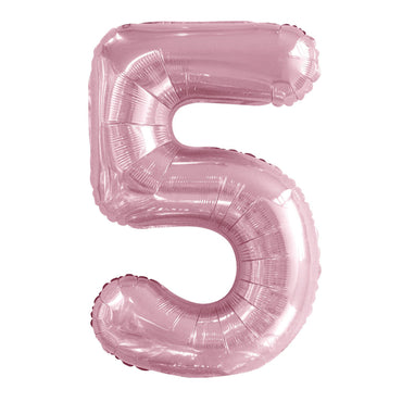 Number 5 Pastel Pink Foil Balloon 86cm - Party Savers