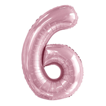 Number 6 Pastel Pink Foil Balloon 86cm - Party Savers